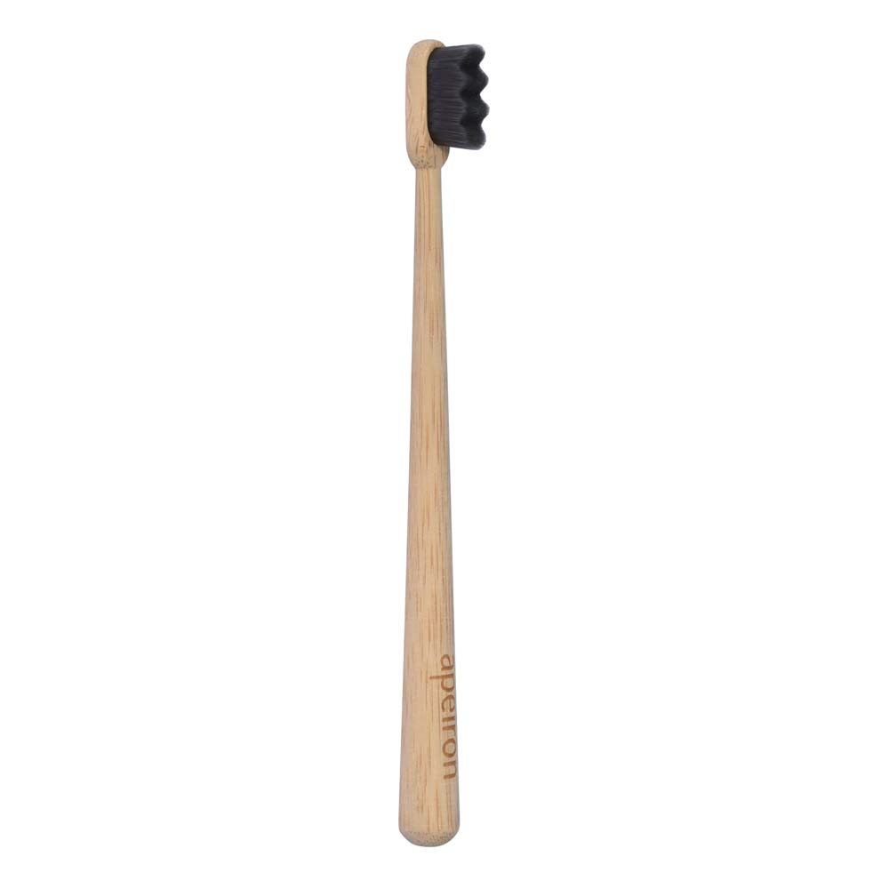 Bamboo toothbrush serrated, black, Apeiron