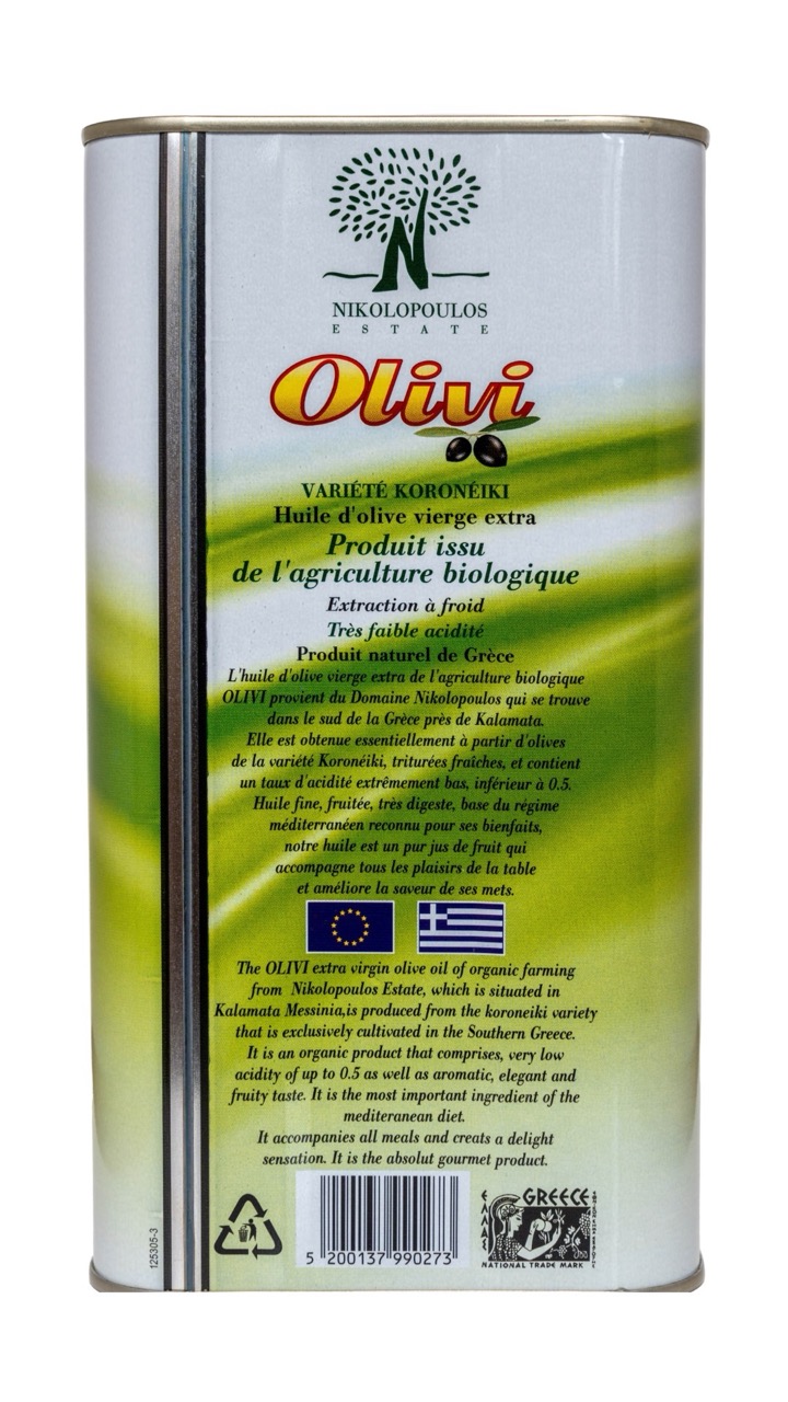 Olivi - Greek Organic Native Olive Oil Extra - 3,0L