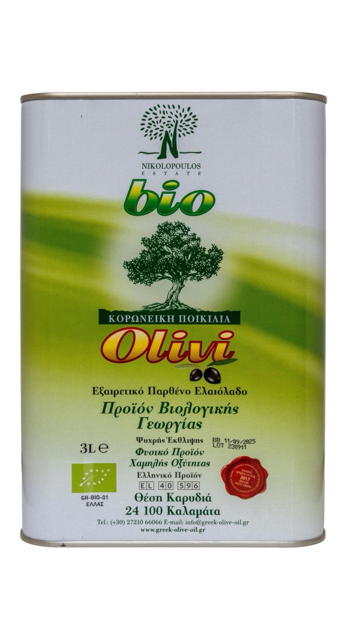 Olivi - Greek Organic Native Olive Oil Extra - 3,0L